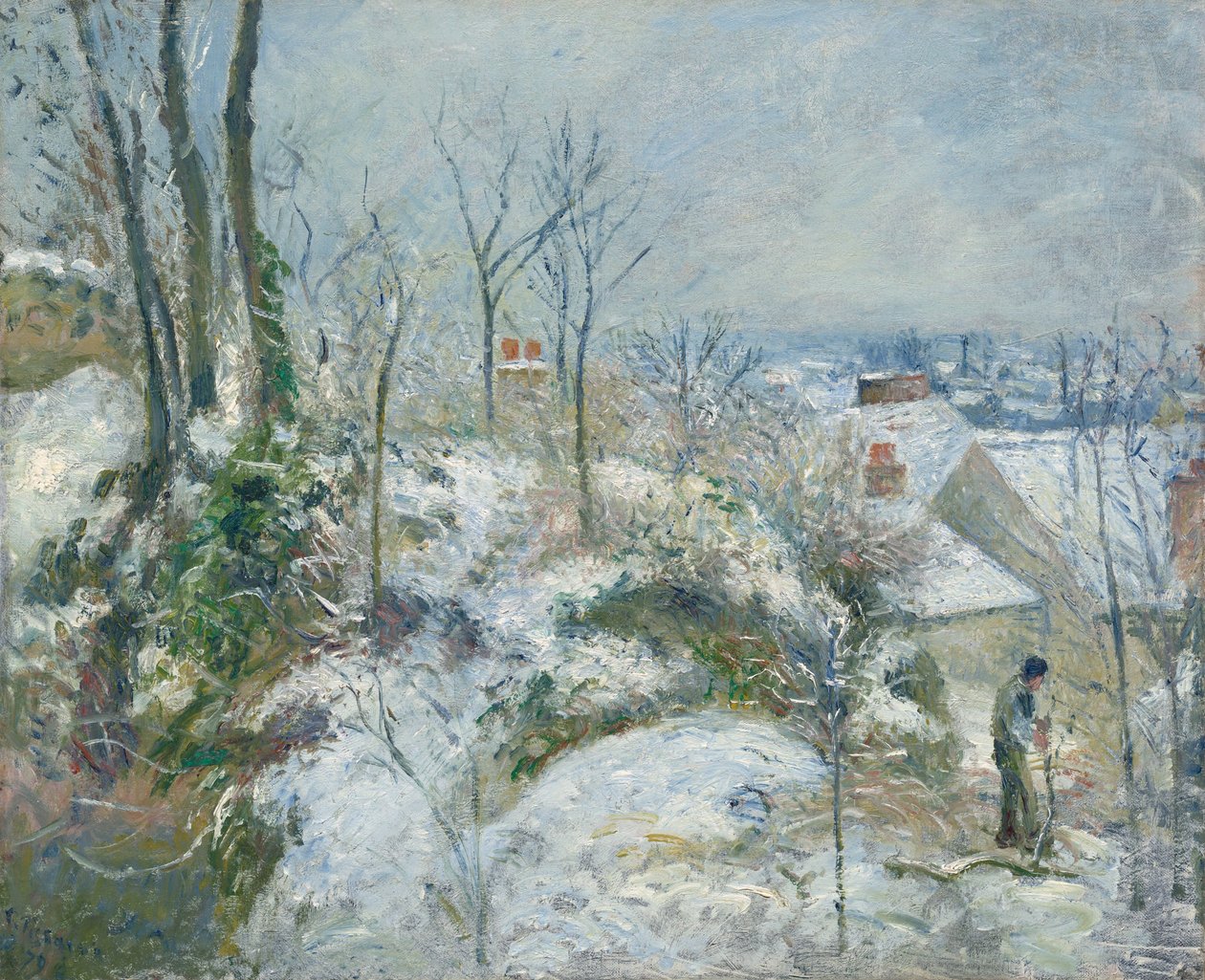 Kanin Warren vid Pontoise, snö av Camille Pissarro