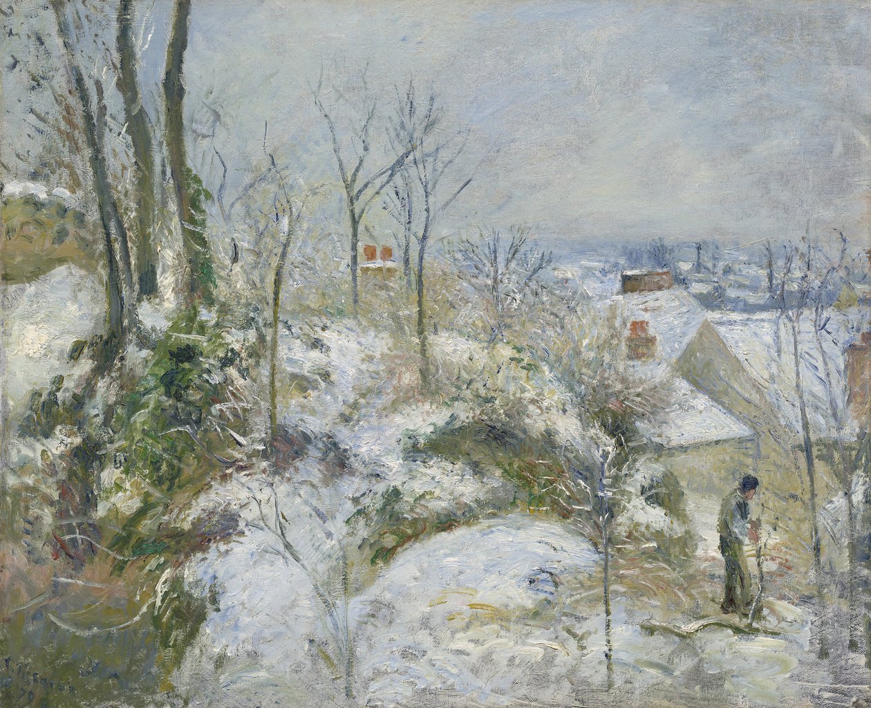 Kanin Warren i Pontoise, Snow, 1879. av Camille Pissarro
