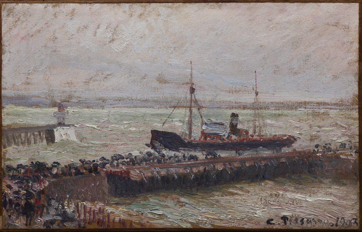 Fartyg på väg in i hamnen i Le Havre av Camille Jacob Pissarro