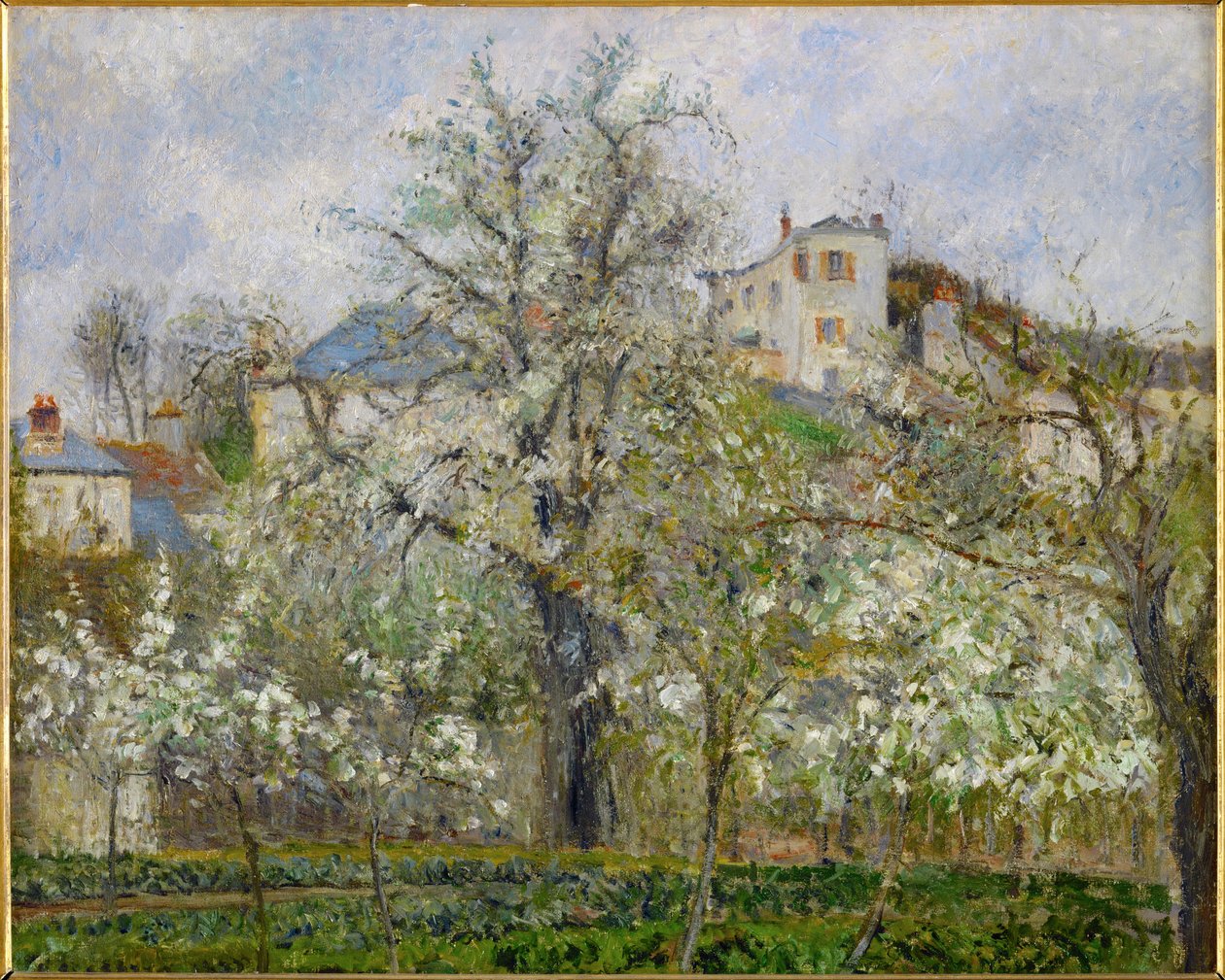 Vår, Päronblommor (olja på duk) av Camille Pissarro