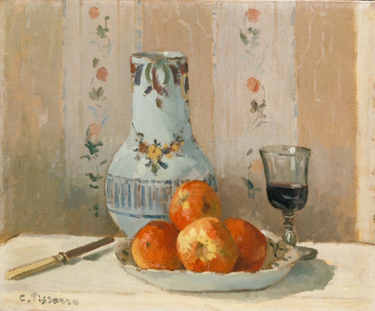 Stilleben med äpplen och kanna, 1872. av Camille Jacob Pissarro