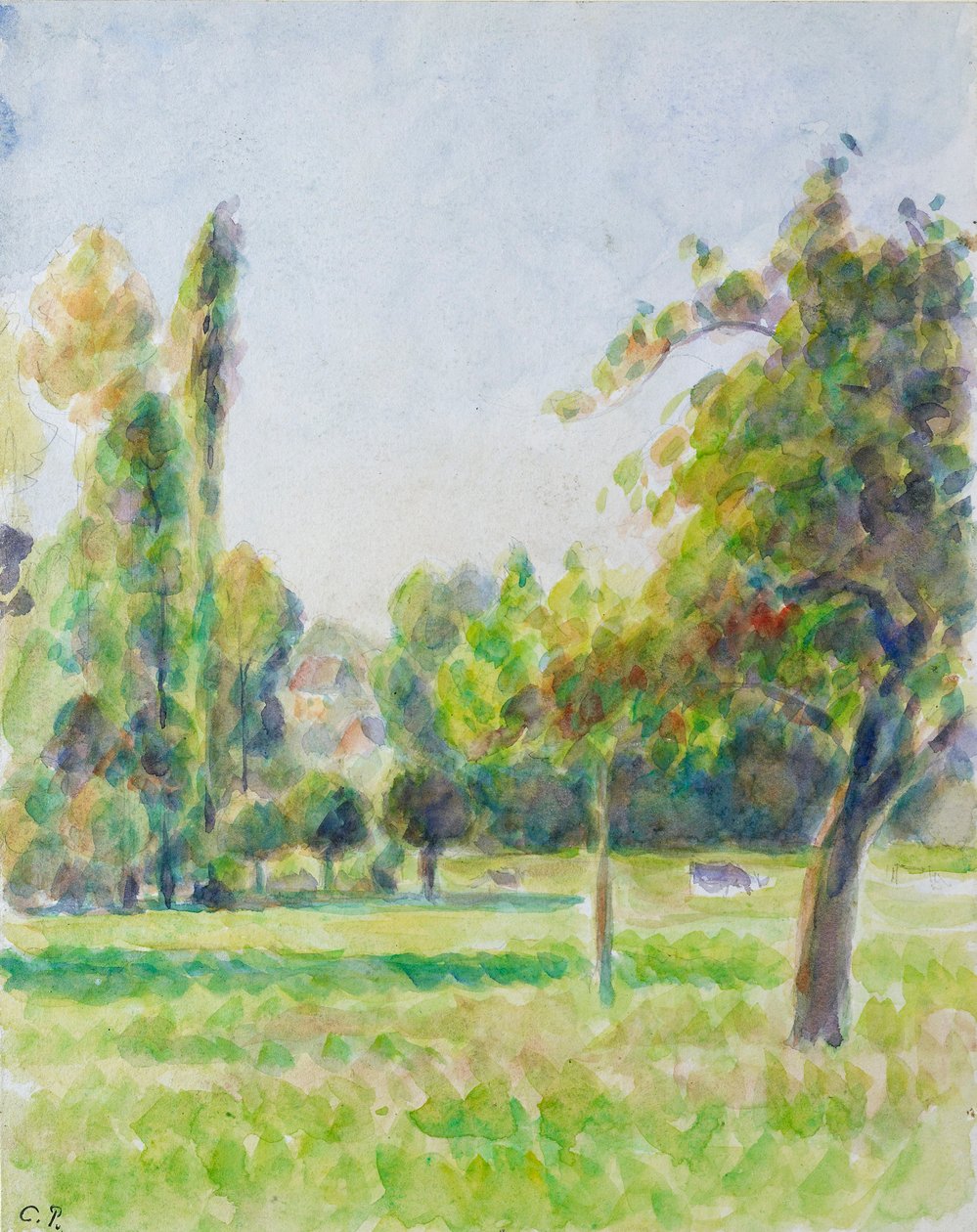 Studie av fruktträdgården i konstnärens hus i Eragny-sur-Epte, c1890 av Camille Pissarro