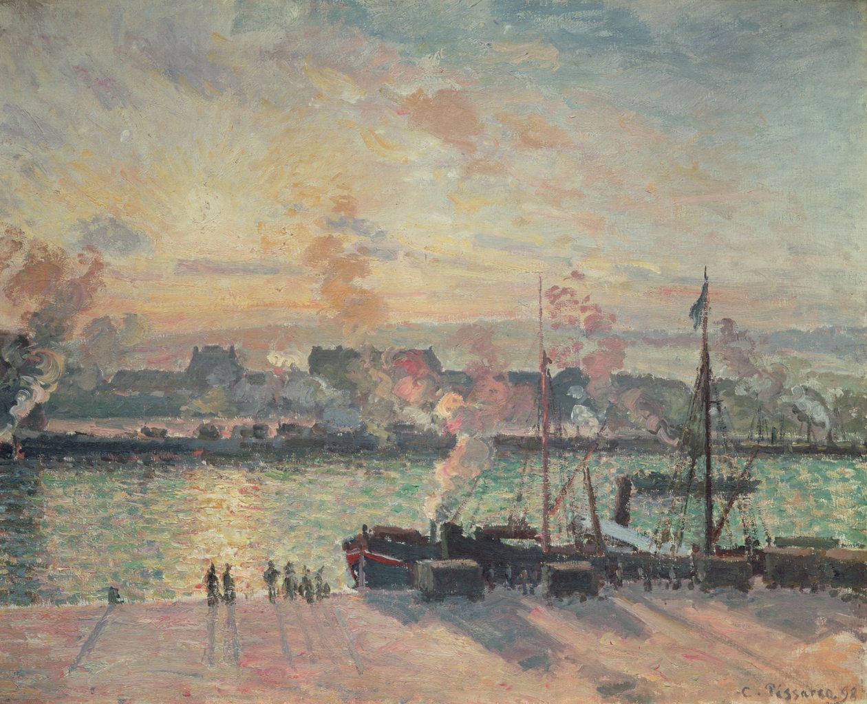 Solnedgång vid Rouen av Camille Pissarro