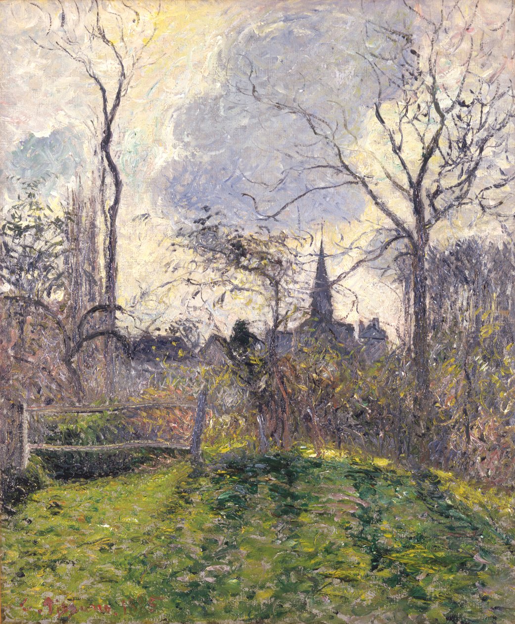Klocktornet i Bazincourt av Camille Pissarro