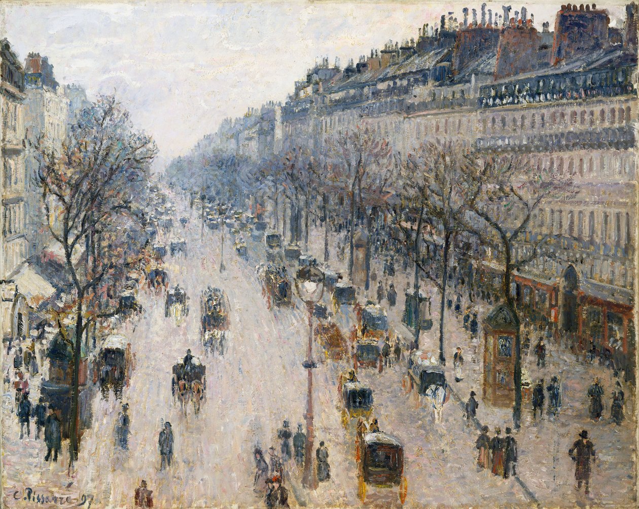 Boulevard Montmartre på en vintermorgon av Camille Jacob Pissarro