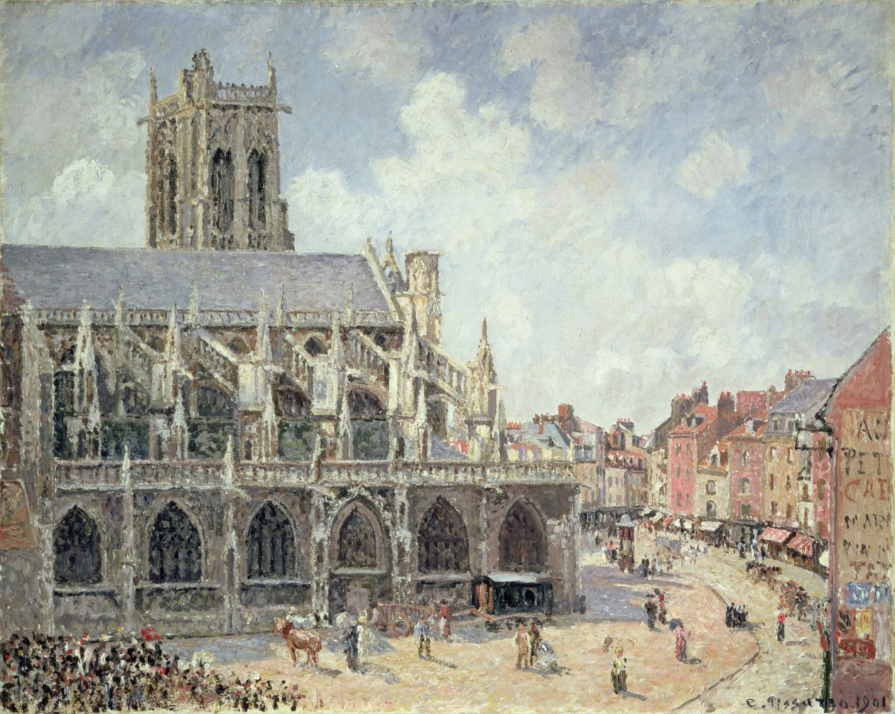 Kyrkan St Jacques i Dieppe, morgonsol av Camille Jacob Pissarro