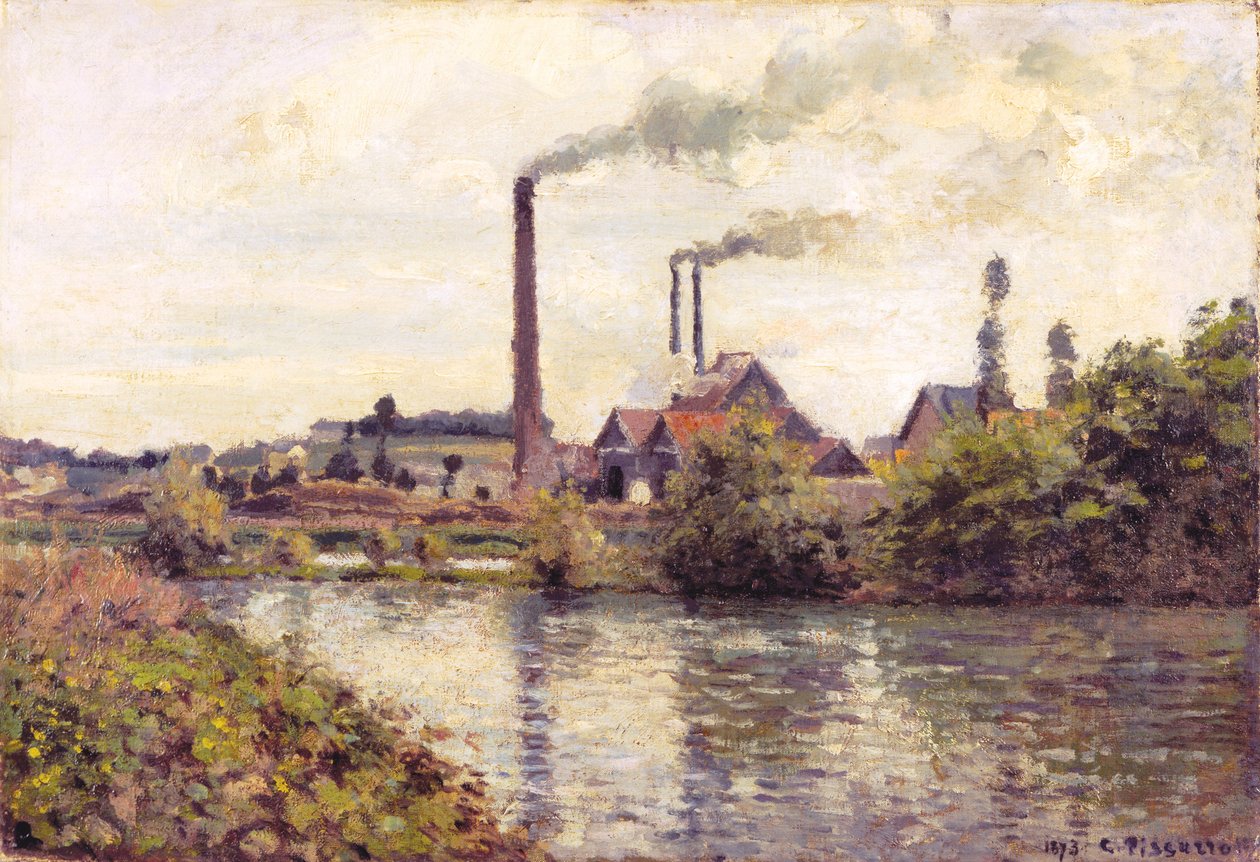 Fabriken i Pontoise av Camille Pissarro