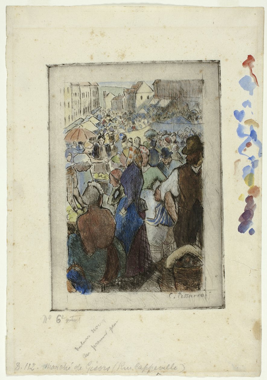 Marknaden på Gisors; Rue Cappeville av Camille Pissarro