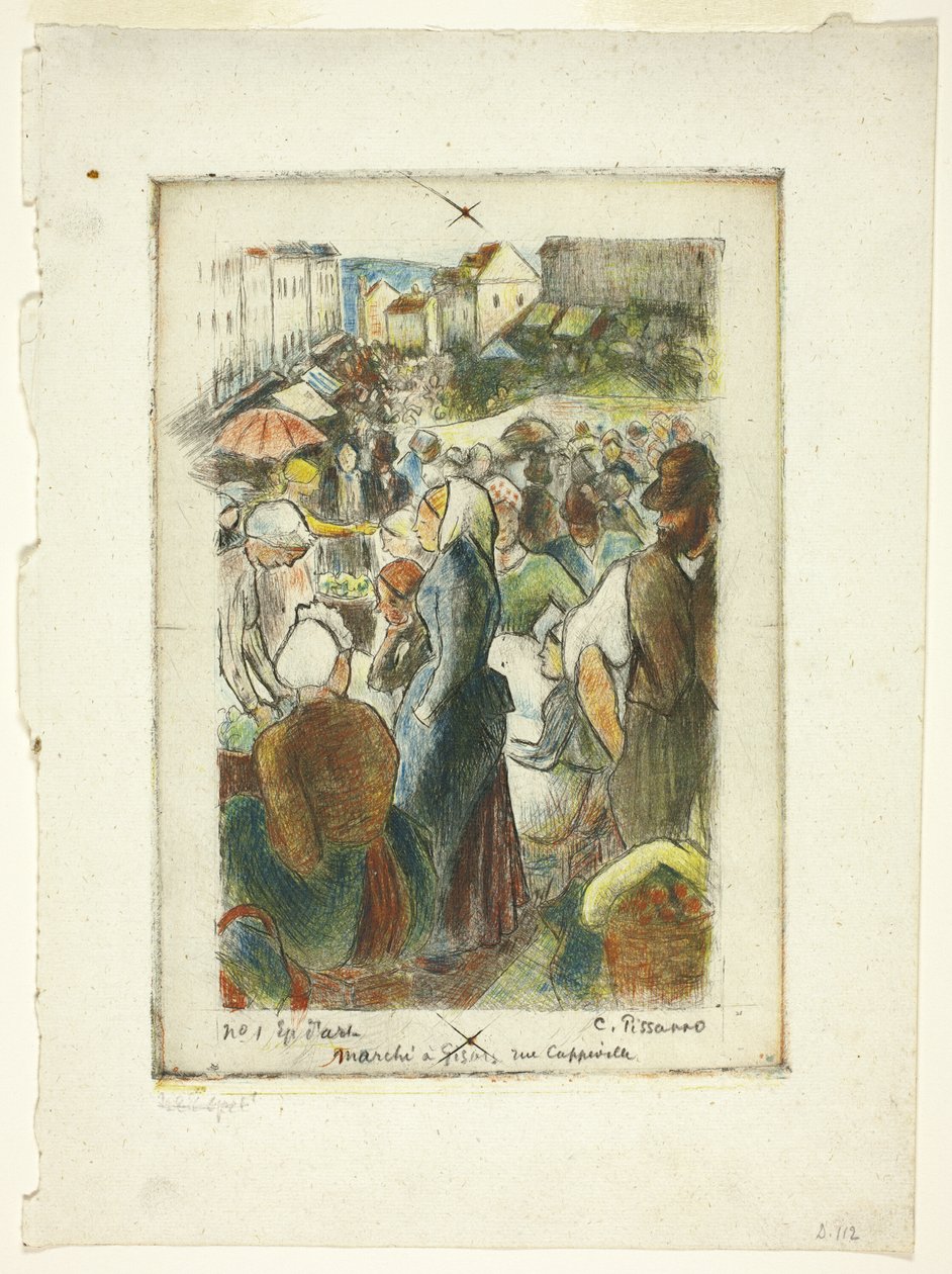 Marknaden på Gisors; Rue Cappeville av Camille Pissarro