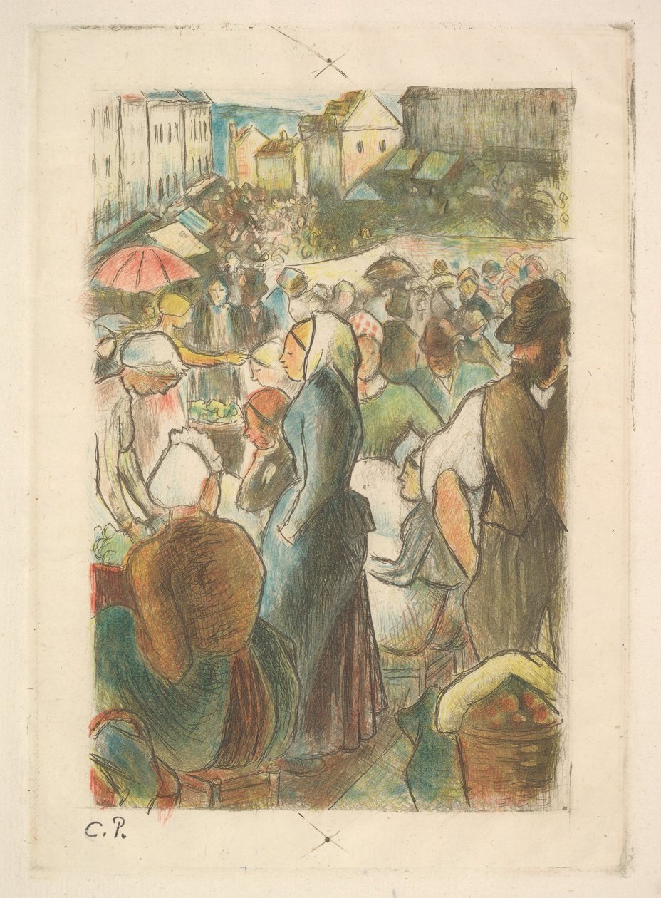 Marknaden i Gisors: Rue Cappeville, 1894-95. av Camille Pissarro