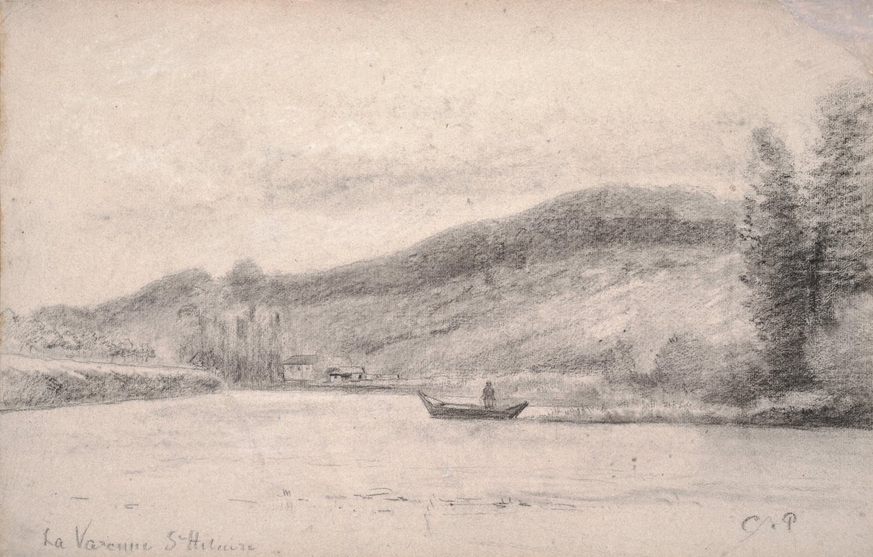 Marnefloden vid Varenne-Saint-Hilaire, 1863-65 av Camille Jacob Pissarro