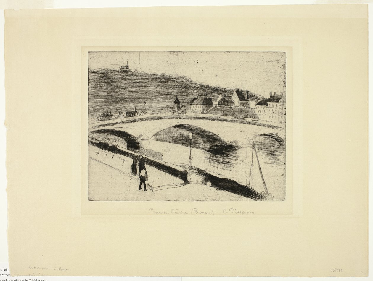 Stenbron i Rouen av Camille Pissarro