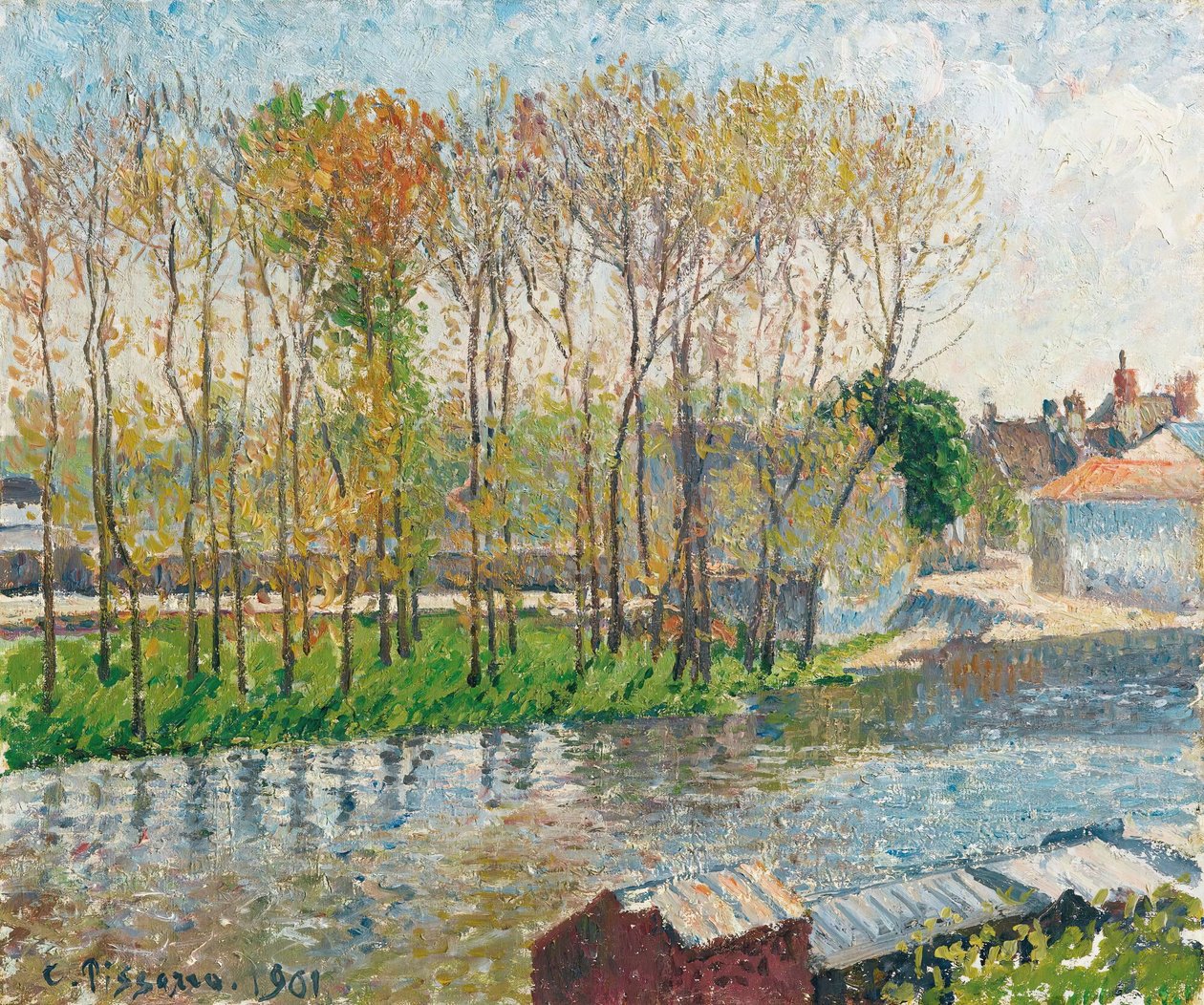 Gränsen till Loing in Moret av Camille Pissarro