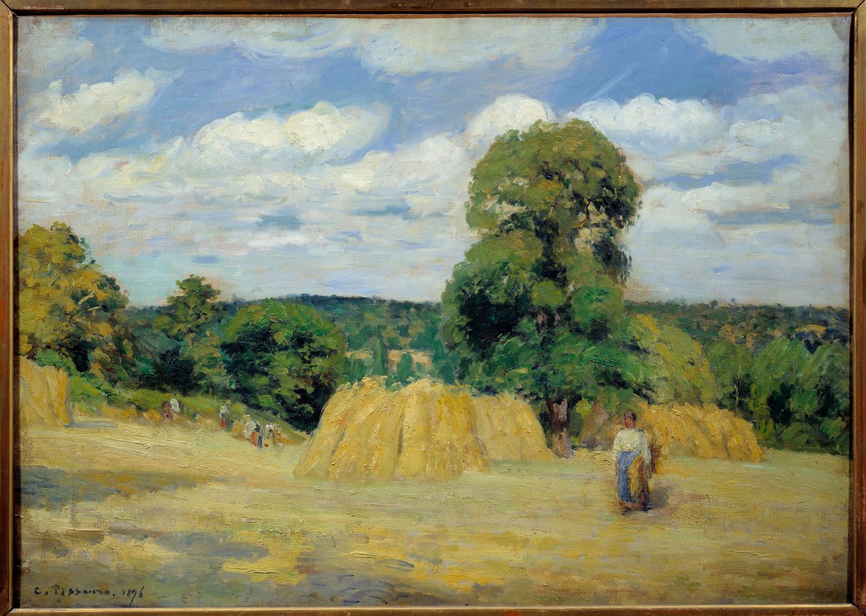 Skörden i Montfoucault i Mayenne Målning av Camille Pissarro (1830-1903) 1876 Sön. 0,65x0,92 m Paris, musee d