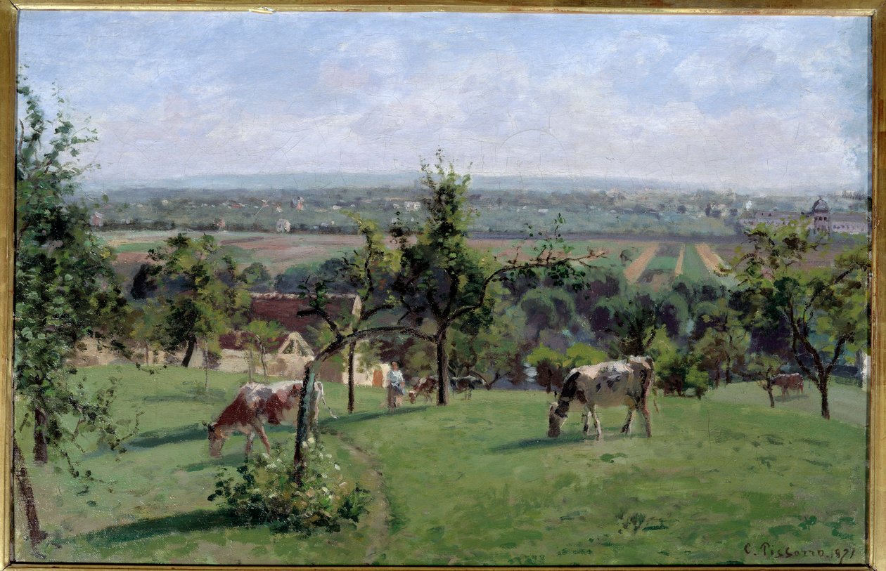 Vesinets sluttningar. Målning av Camille Pissarro (1830-1903) av Camille Jacob Pissarro