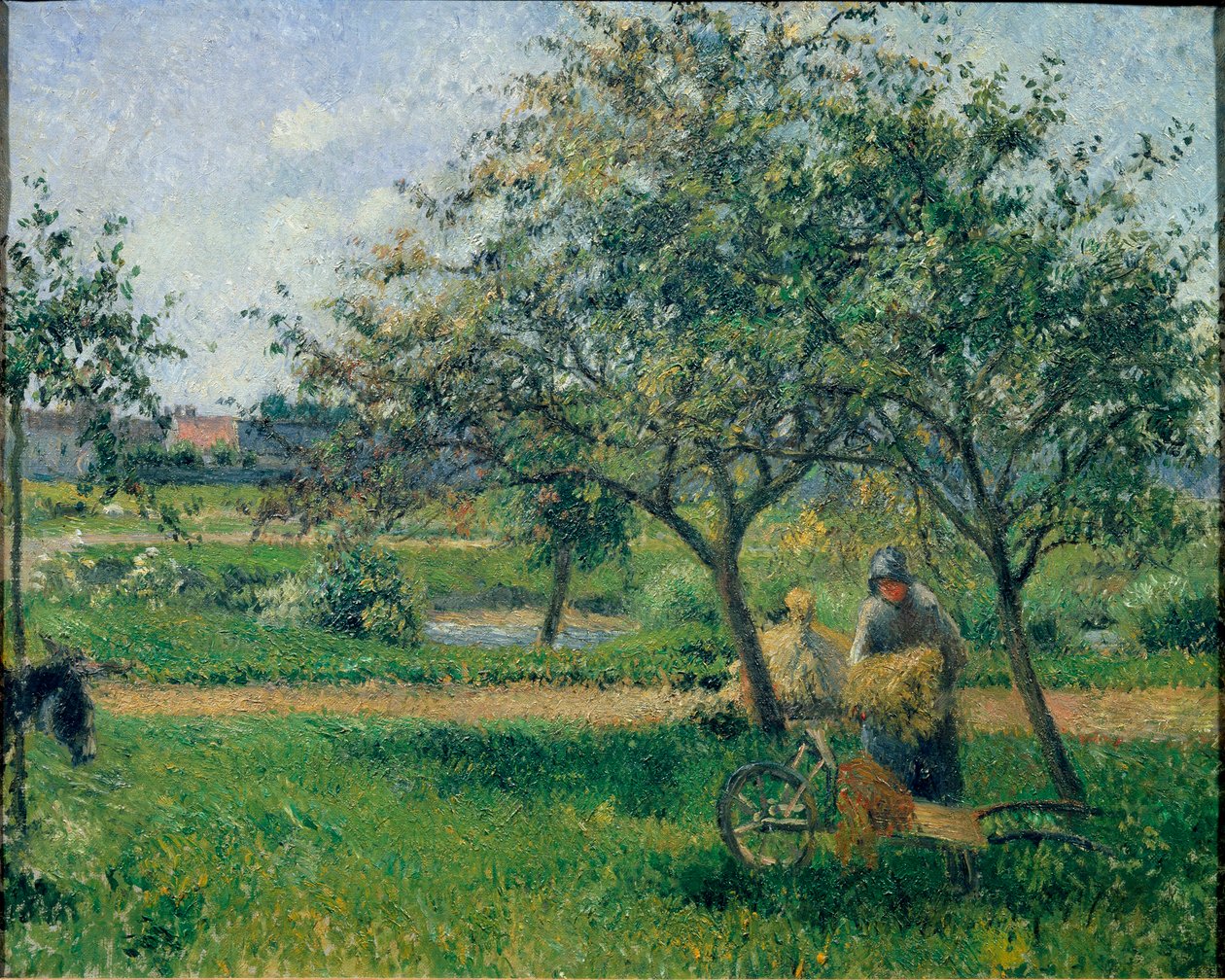 Skottkärran, fruktträdgård, ca 1881 (olja på duk) av Camille Jacob Pissarro