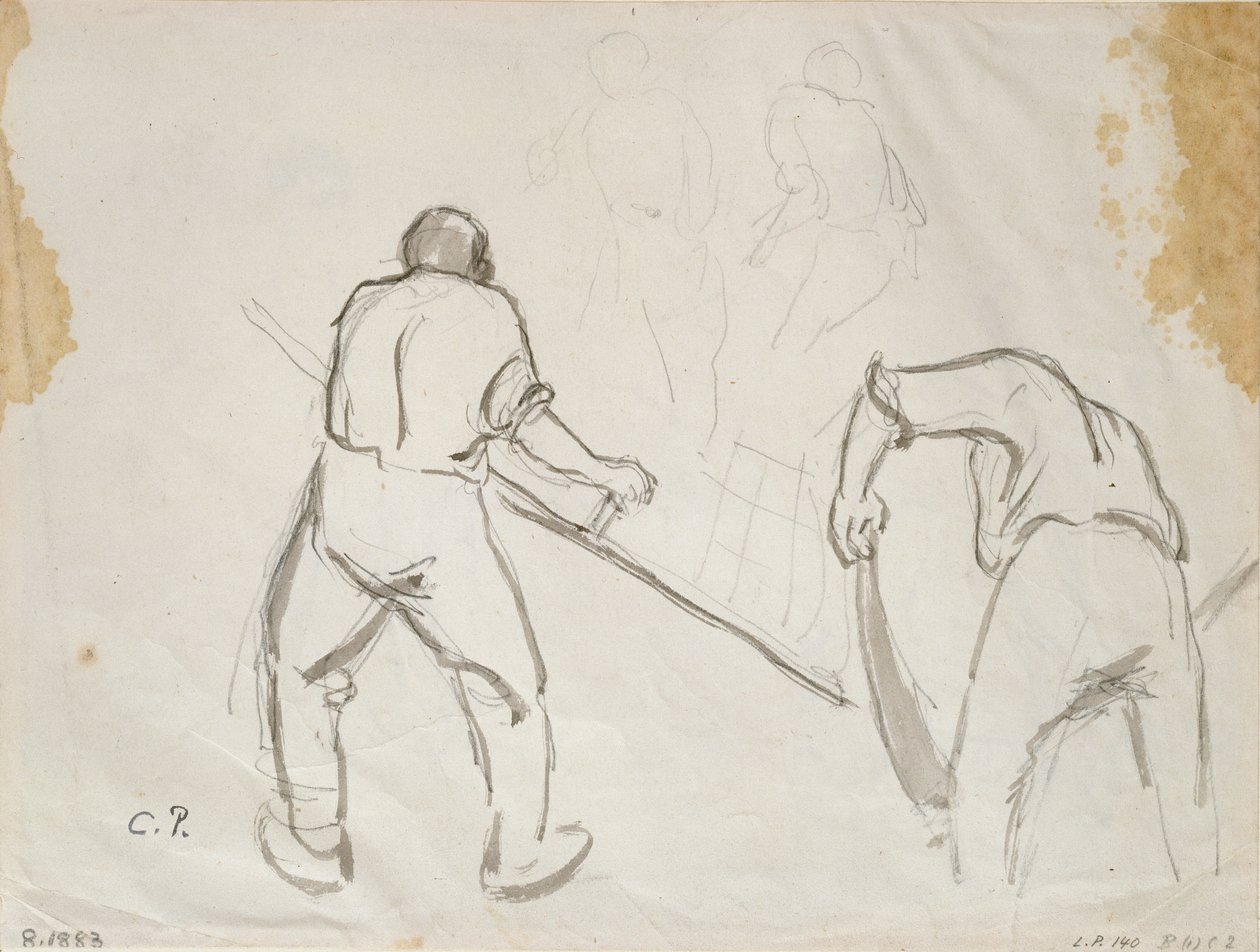 Tre studier av en manlig skördare, c1870-talet av Camille Pissarro