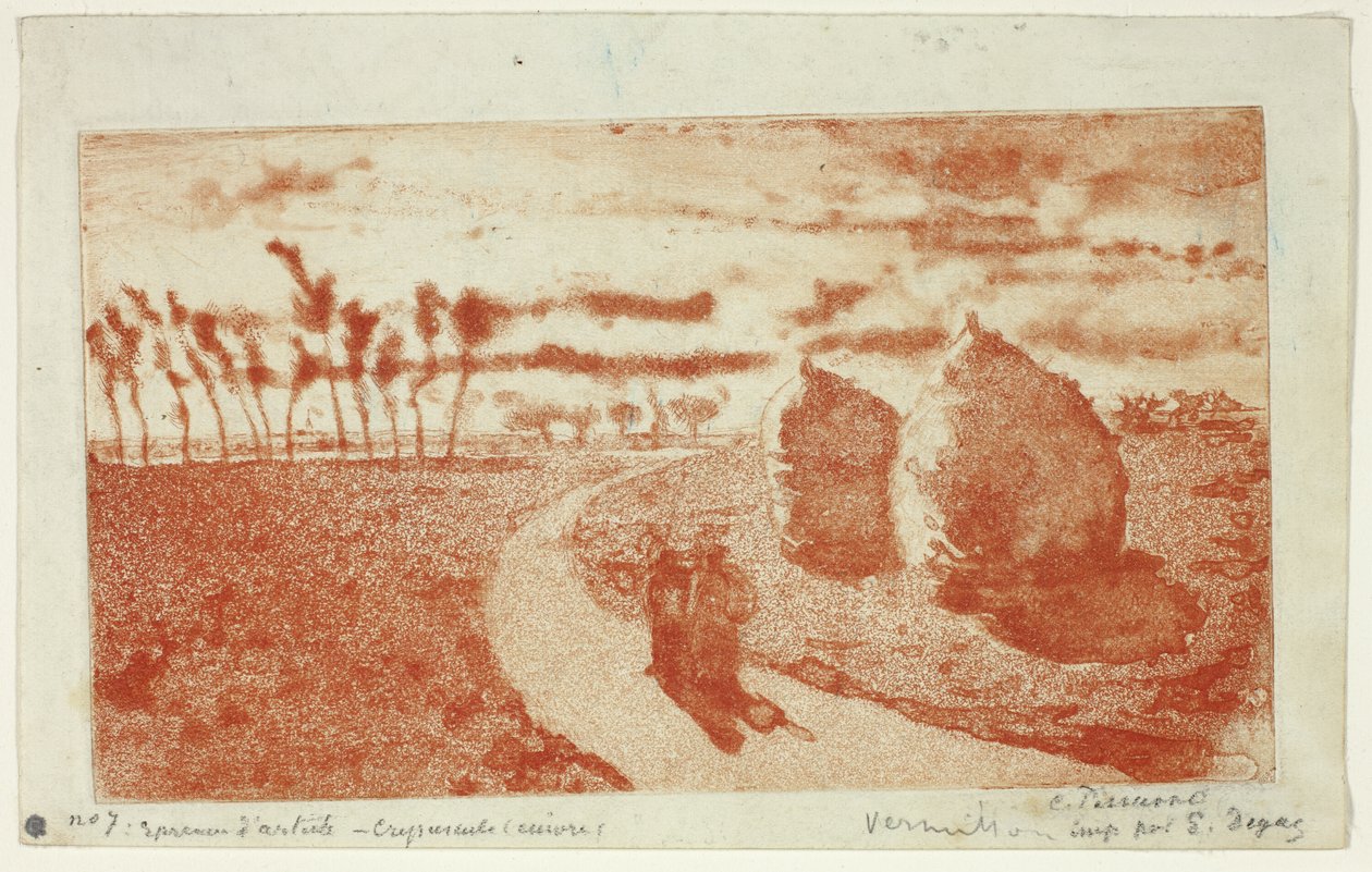 Twilight med Höstackar av Camille Pissarro