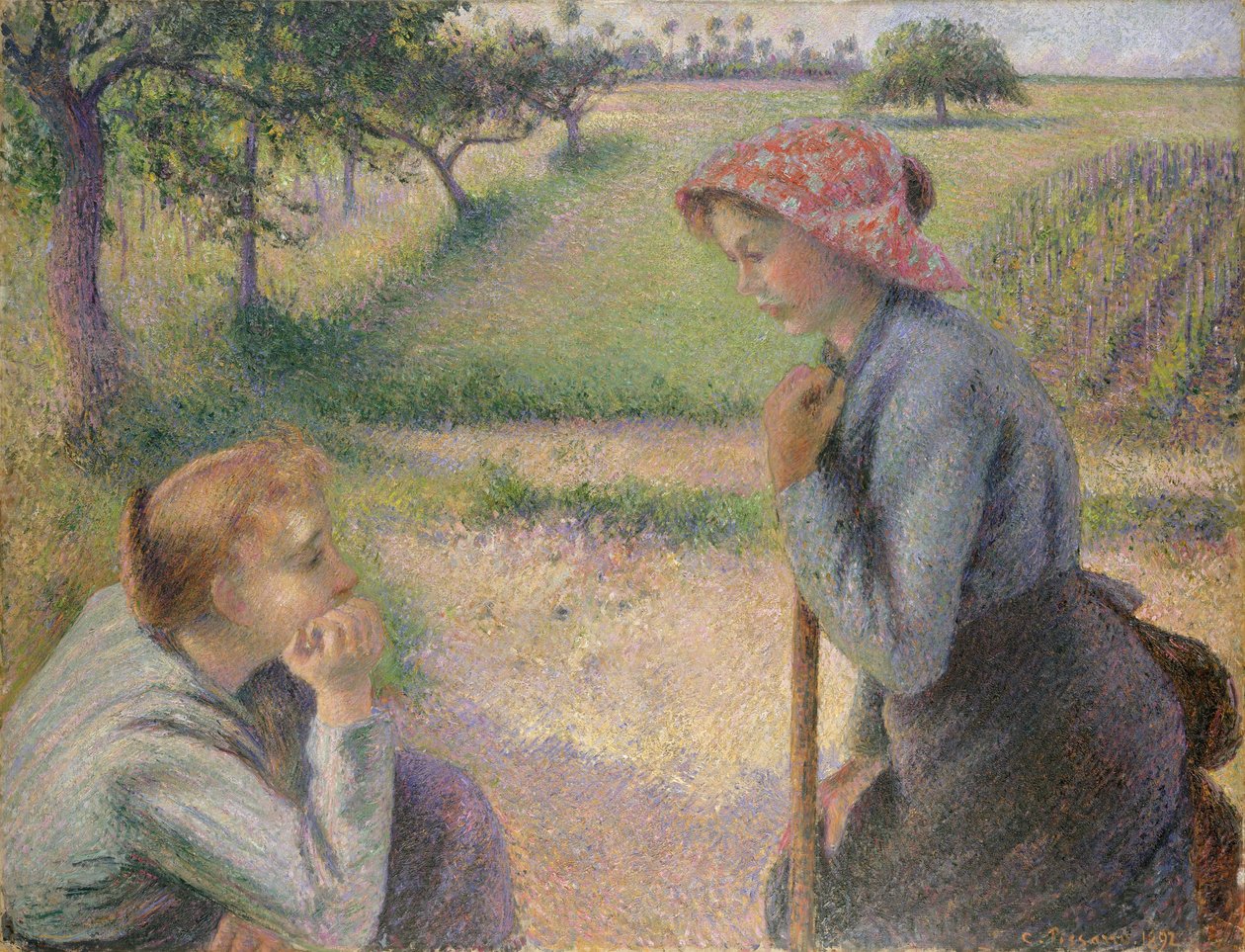 Två unga bondekvinnor, 1891-92. av Camille Jacob Pissarro