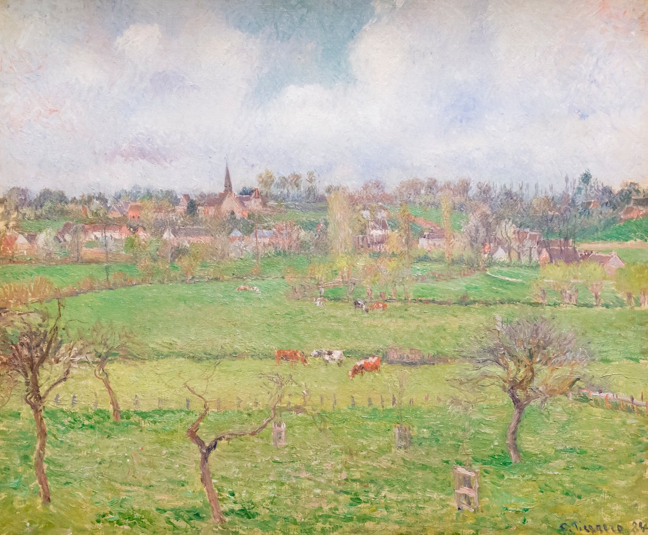 Utsikt över Bazincourt av Camille Pissarro