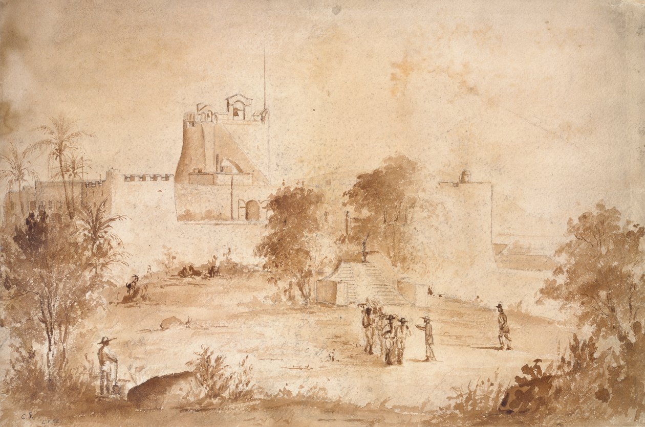 Utsikt över en militär fästning, Christiansfort, Charlotte Amalie, St Thomas, Västindien, 1852 av Camille Pissarro