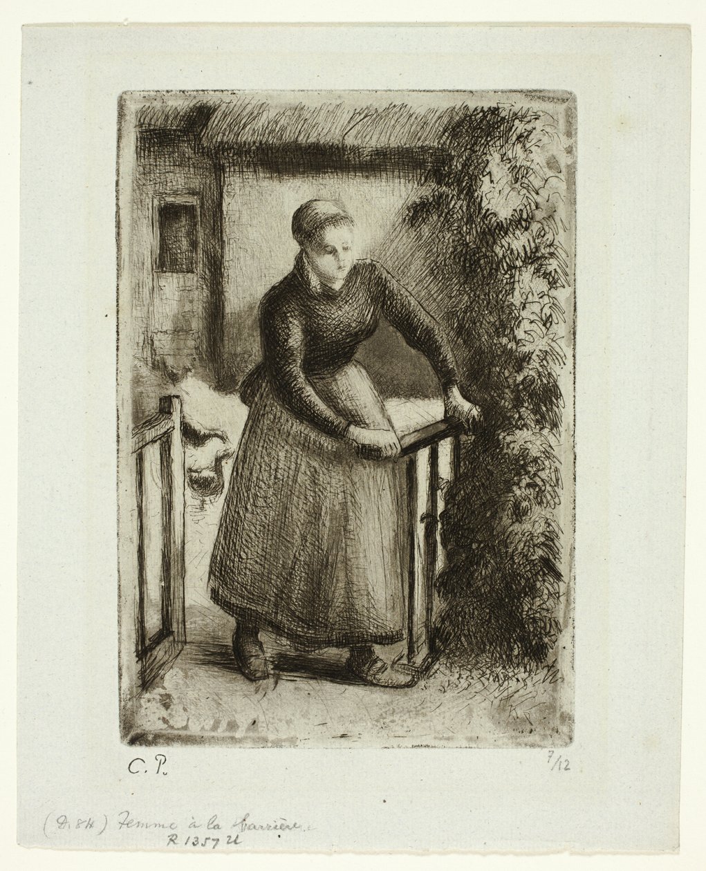 Kvinna vid porten av Camille Pissarro