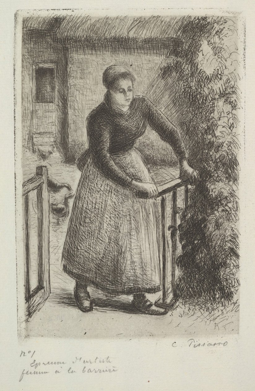 Kvinna vid porten, 1889. av Camille Jacob Pissarro