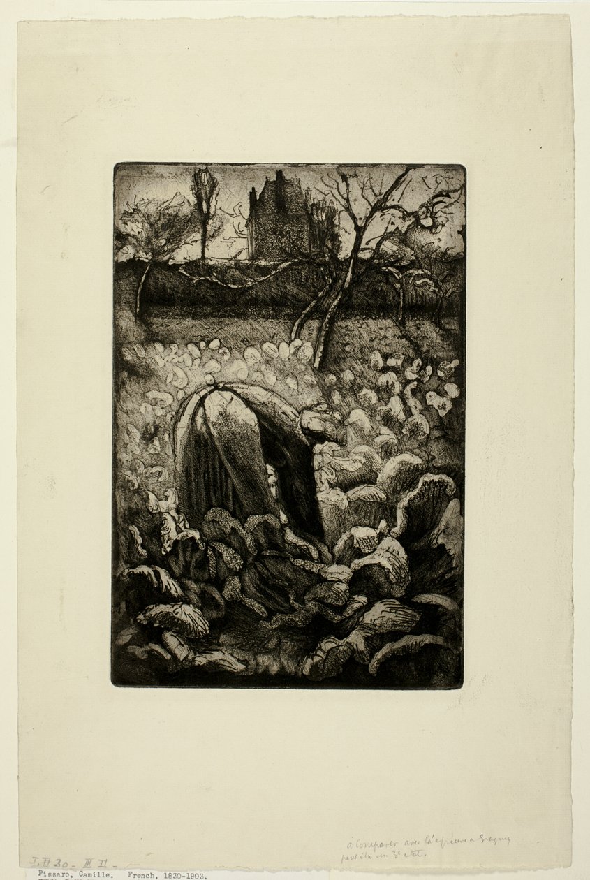 Kvinna i köksträdgården av Camille Pissarro