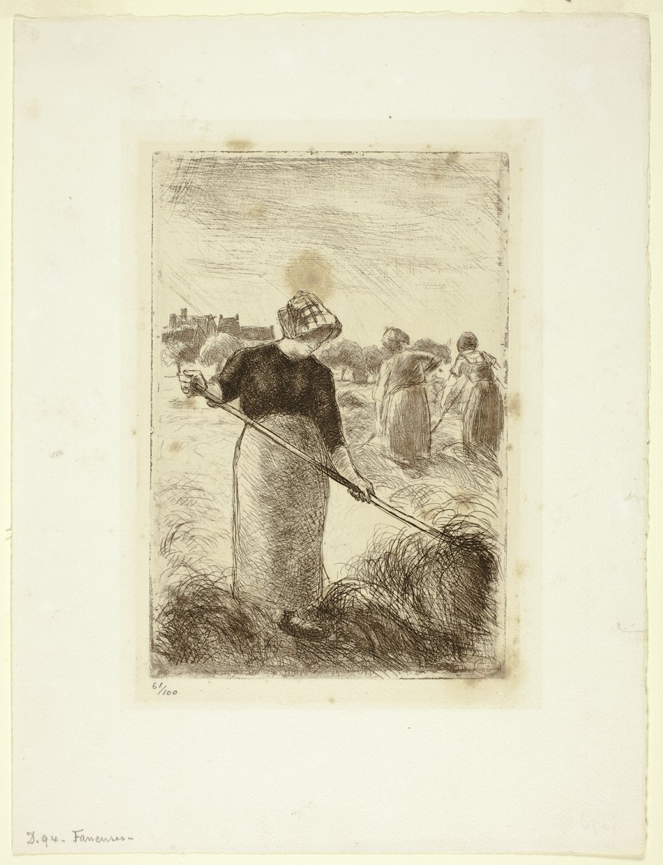 Kvinnor som kastar höet av Camille Pissarro