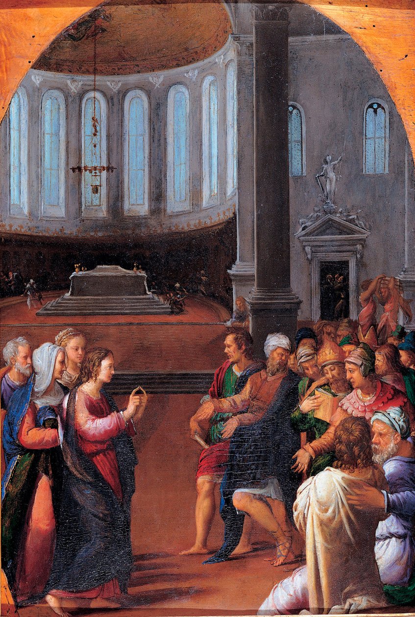 "Kristus bland läkarna" (Kristus bland läkarna) Målning av Camillo Filippi (1500-1574) Olja på trä 1550 Dim 47x33 cm Musei Capitolini, Rom av Camillo Filippi