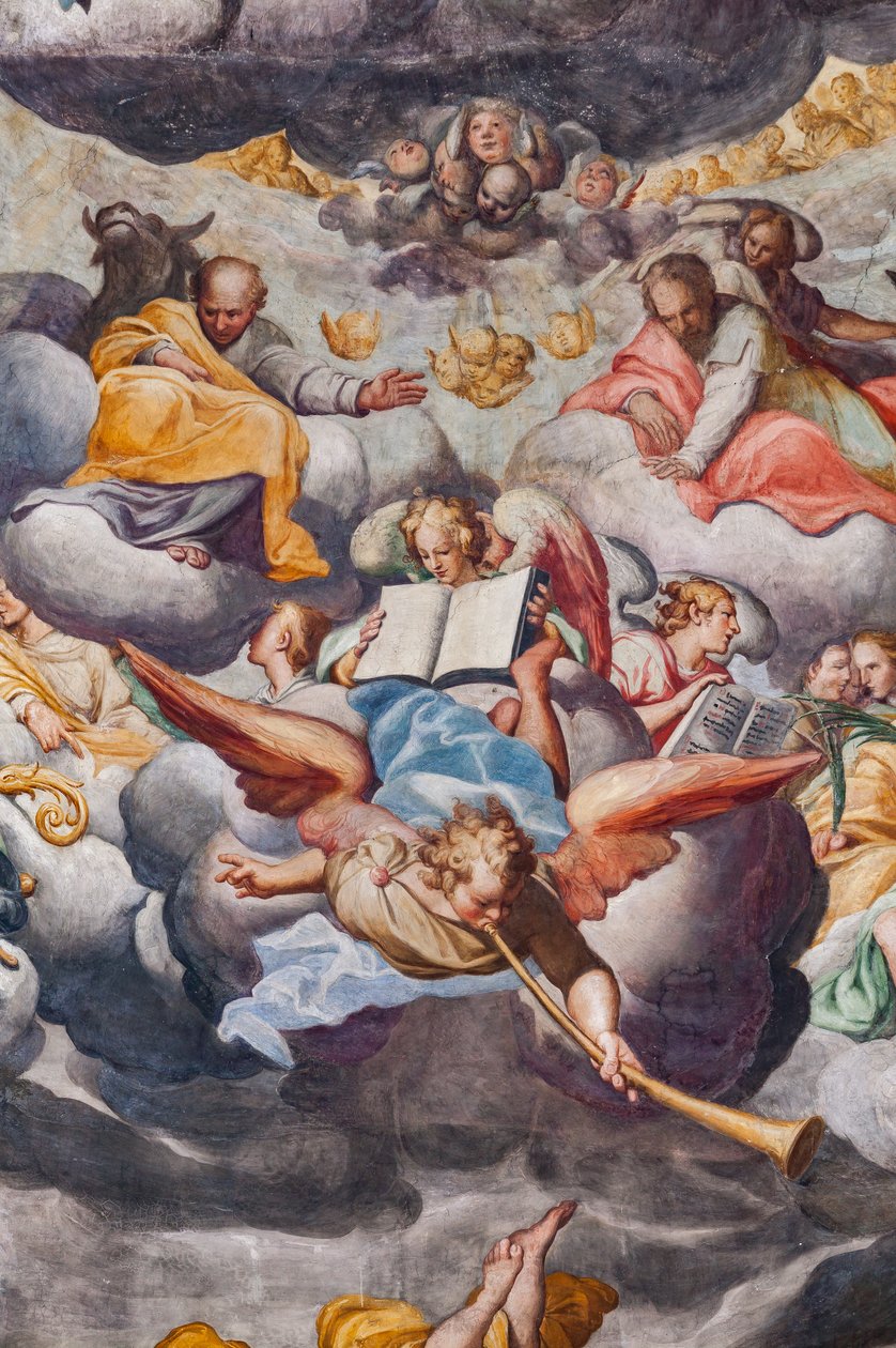 Änglar som spelar musik, detalj av den sista domen (fresk) av Camillo Procaccini