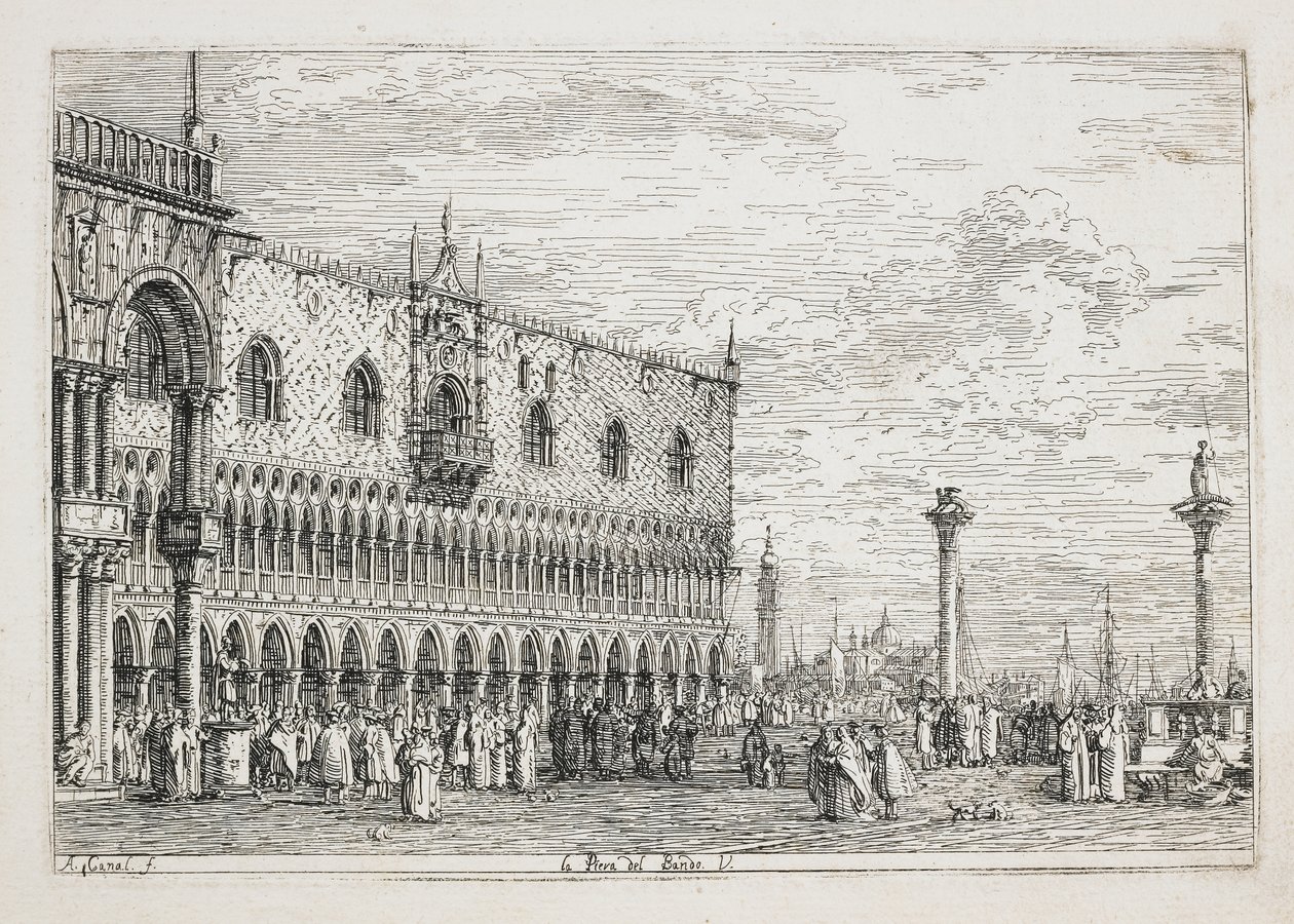 La Piera del Bando (Proklamationsstenen, Venedig), 1740-1745 av Giovanni Antonio Canal