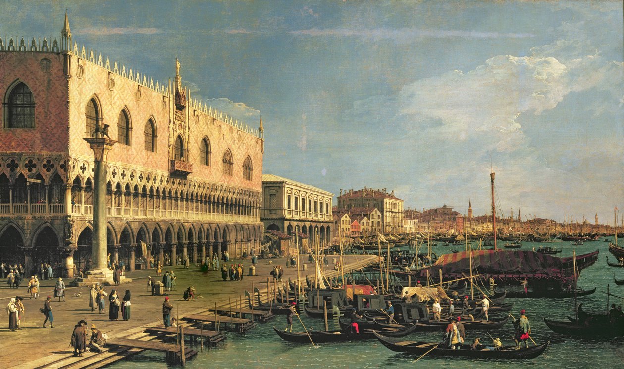 Palazzo Ducale och Riva degli Schiavoni, Venedig av Giovanni Antonio Canal