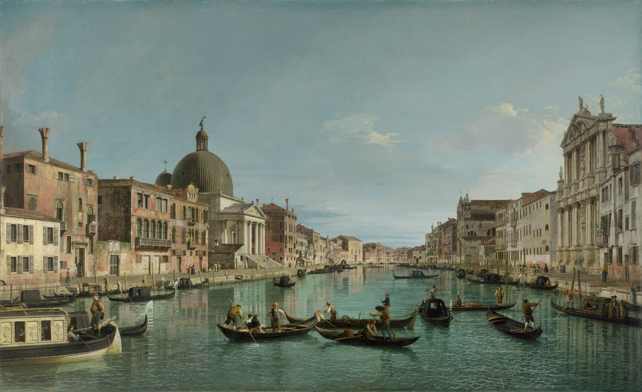 Canal Grande i Venedig med San Simeone Piccolo och Scalzi-kyrkan, ca 1738 av Giovanni Antonio Canal