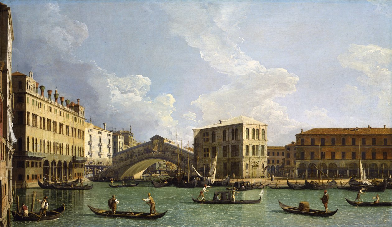 Vy över Rialtobron, från norr, ca 1734-35 av Giovanni Antonio Canal