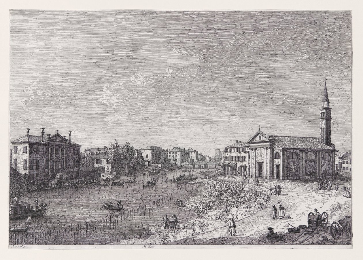 Al Dolo (At Dolo), från serien Vedute (Views) av Canaletto (Giovanni Antonio Canal)