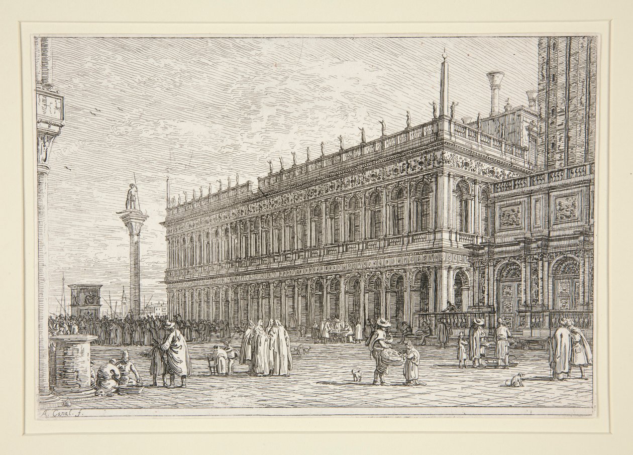 Bokhandeln. V., från serien Vedute (Views) av Canaletto (Giovanni Antonio Canal)