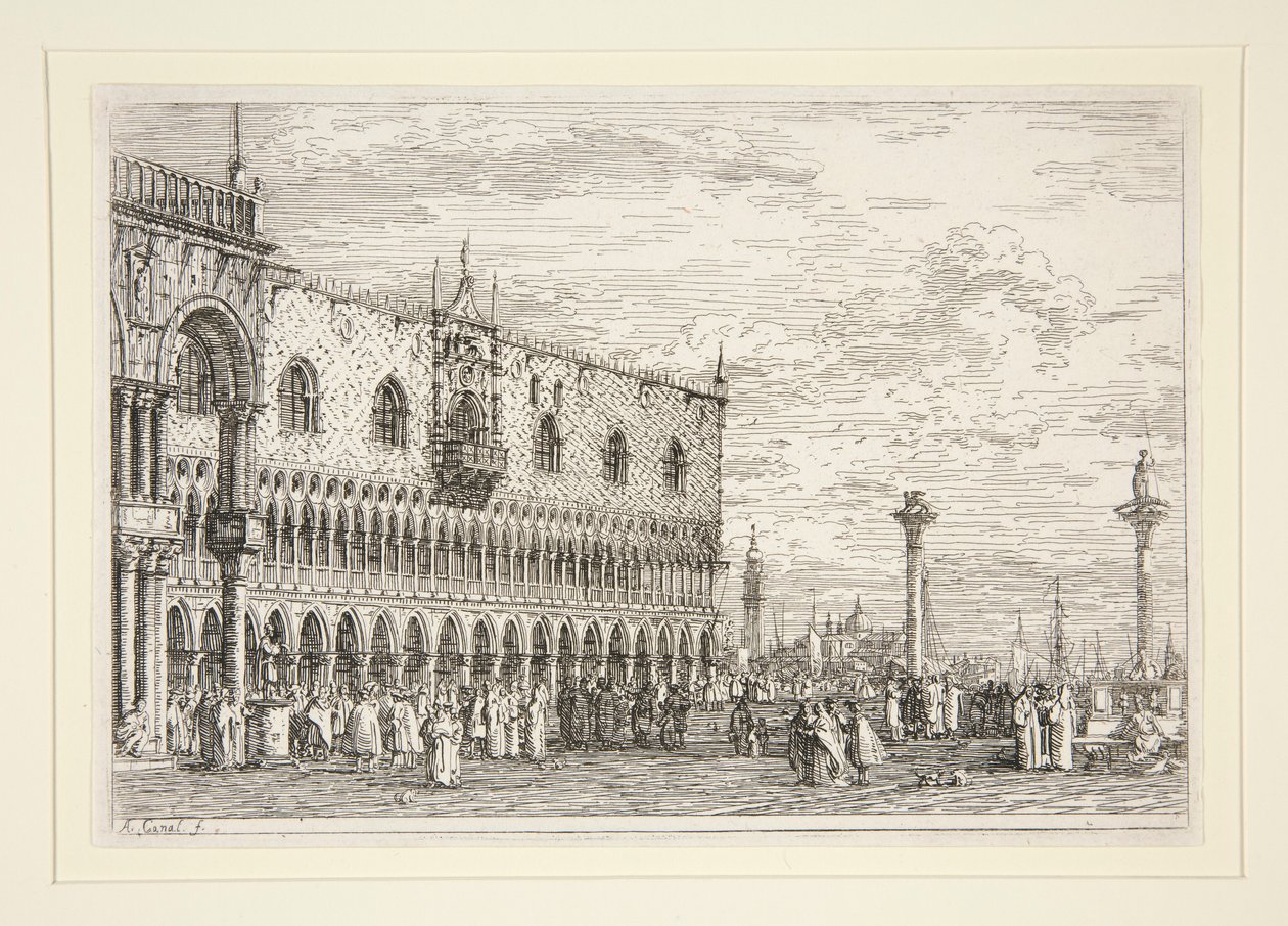 La Piera del Bando, V., från serien Vedute (Views) av Canaletto (Giovanni Antonio Canal)