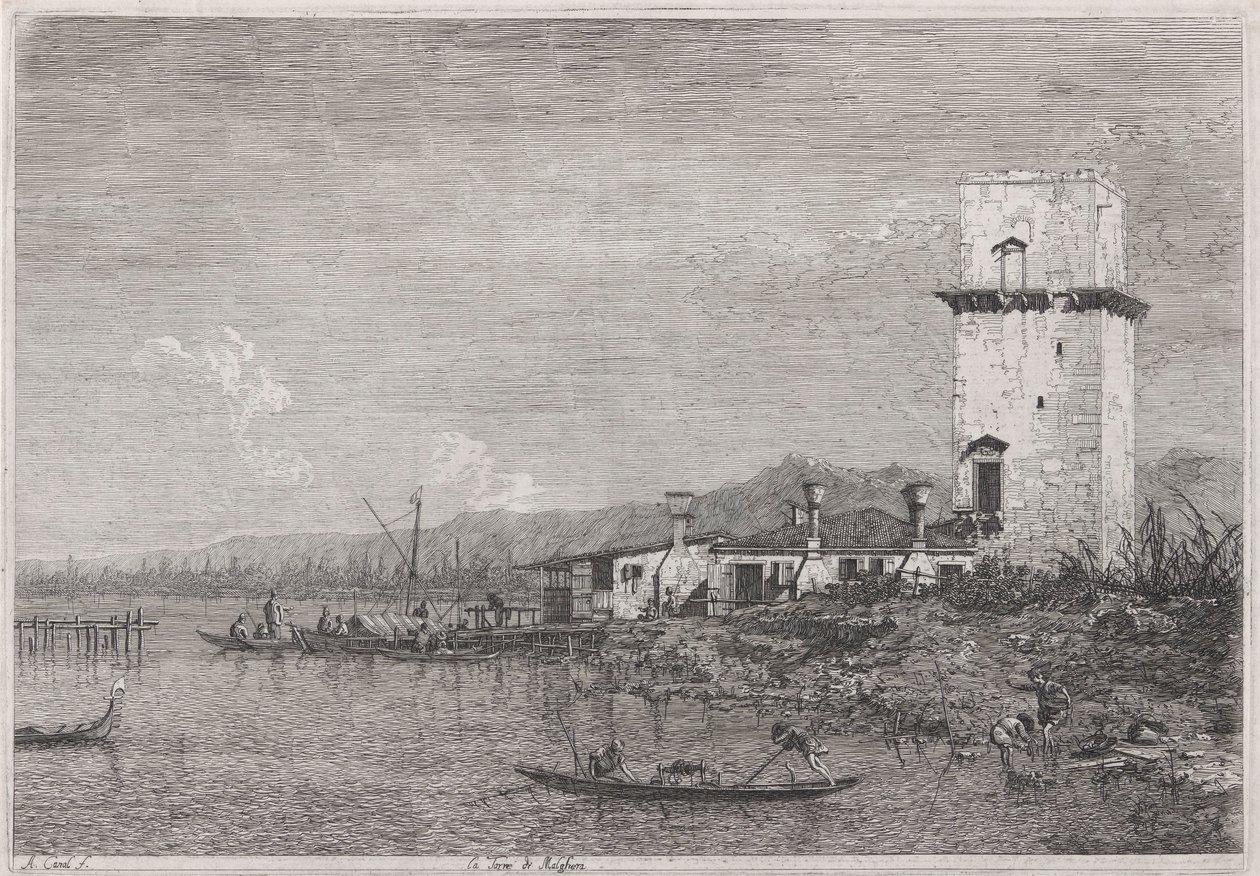 La Torre di Malghera (The Tower of Malghera), från serien Vedute (Views) av Canaletto (Giovanni Antonio Canal)