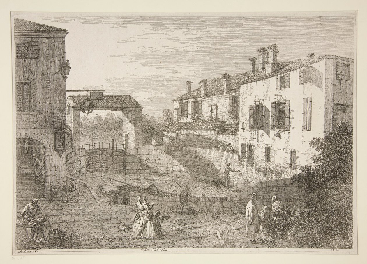 Le Porte del Dolo (The Locks of Dolo), från serien Vedute (Views) av Canaletto (Giovanni Antonio Canal)