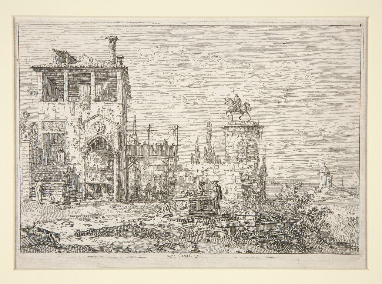 Ryttarmonumentet, från serien Vedute (Views) av Canaletto (Giovanni Antonio Canal)
