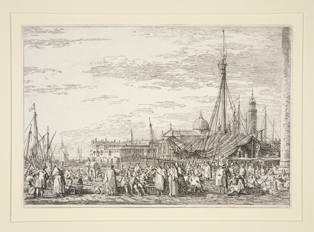 The Market on the Molo, från serien Vedute (Views) av Canaletto (Giovanni Antonio Canal)