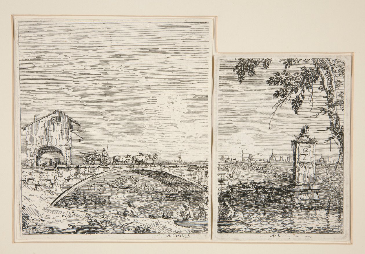 Vagnen som passerar över en bro, från serien Vedute (Views) av Canaletto (Giovanni Antonio Canal)