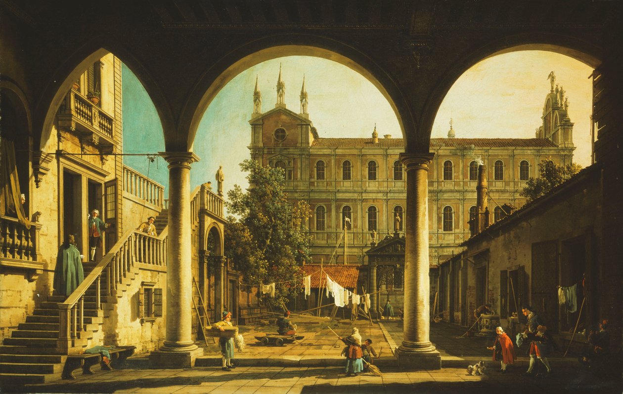 En Capriccio av Scuola di San Marco, Venedig, från Palazzo Grifalconi-Loredan, av Giovanni Antonio Canal