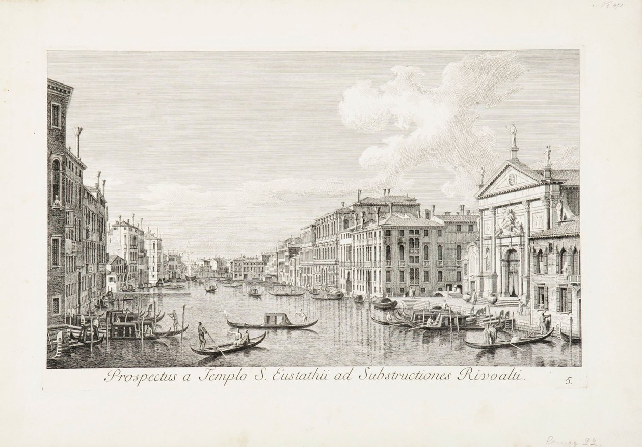 En utsikt från Sankt Eustachius mot Rialto av Canaletto