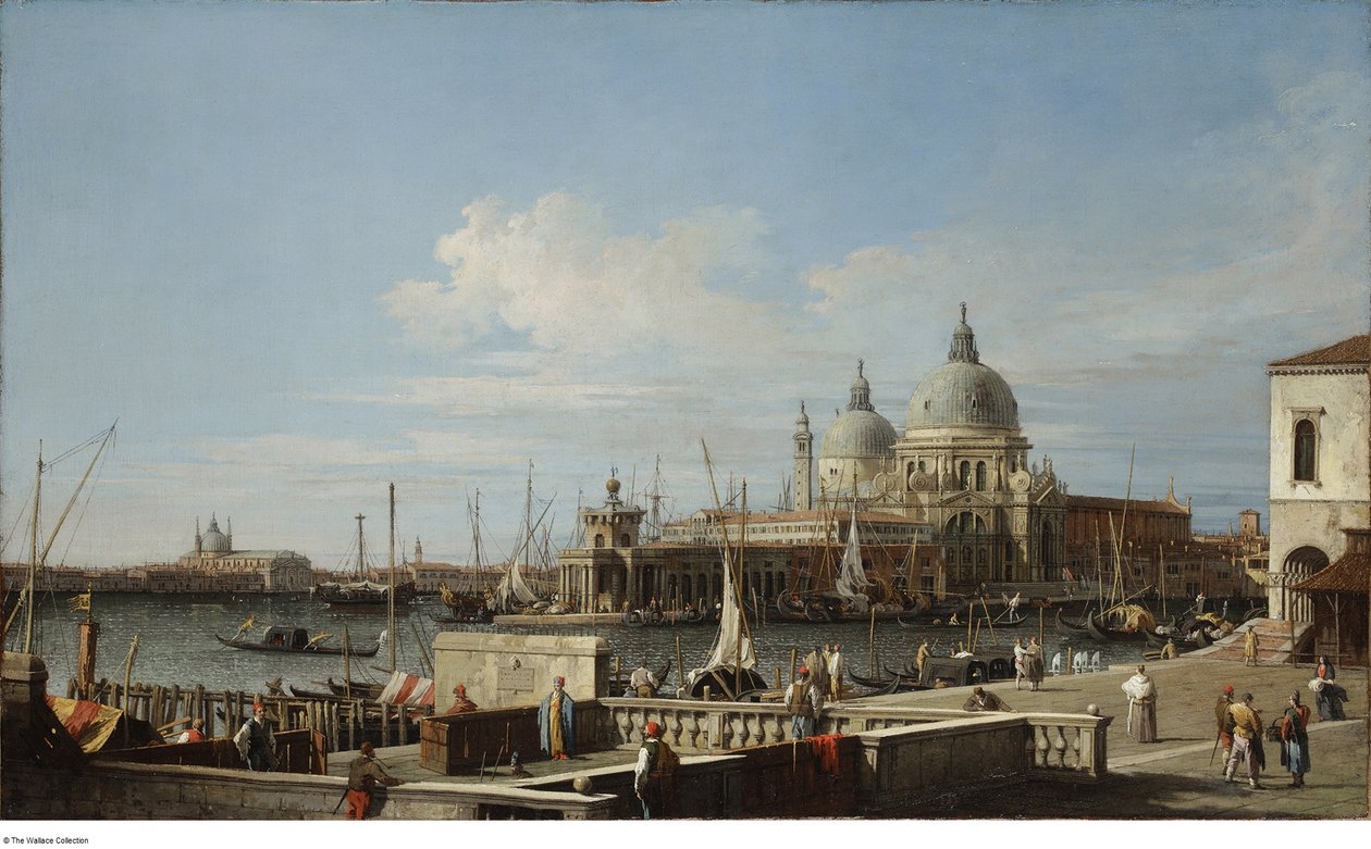 Efter Canaletto - Venedig Dogana och Santa Maria della Salute från Molo, ca 1740 - 1760 av Canaletto