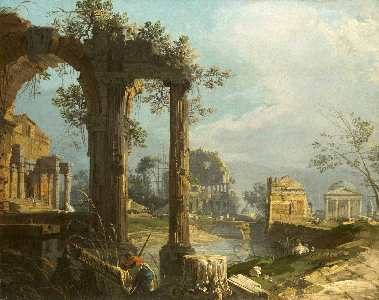 Canaletto - En Capricciovy med ruiner 1742-44 av Canaletto