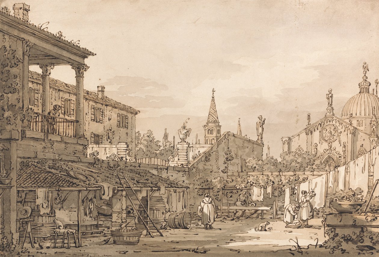 Capriccio av en venetiansk innergård av Canaletto