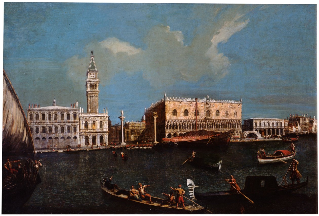 Canal Grande, Piazzetta och Dogepalatset i Venedig, 1700-talet. av Canaletto,