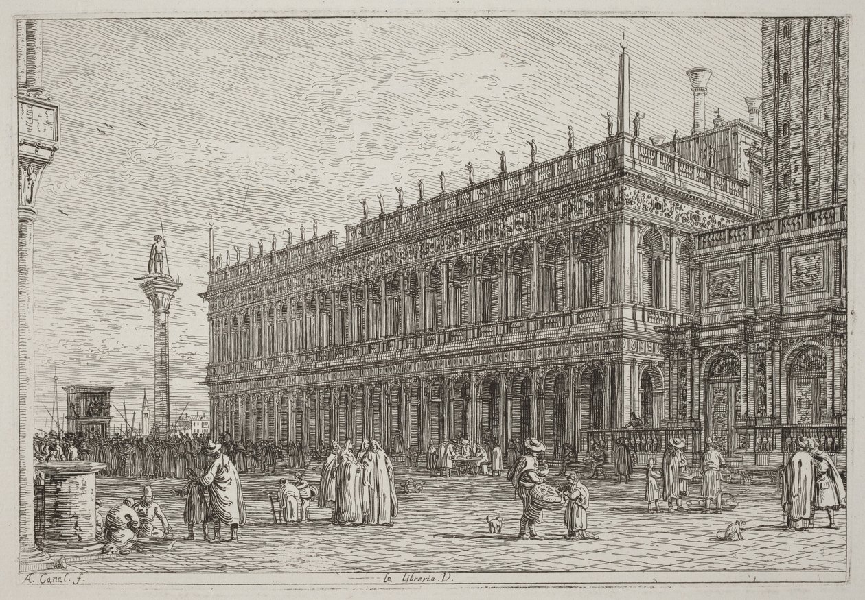 Bokhandeln. V. [uppe till vänster] av Canaletto